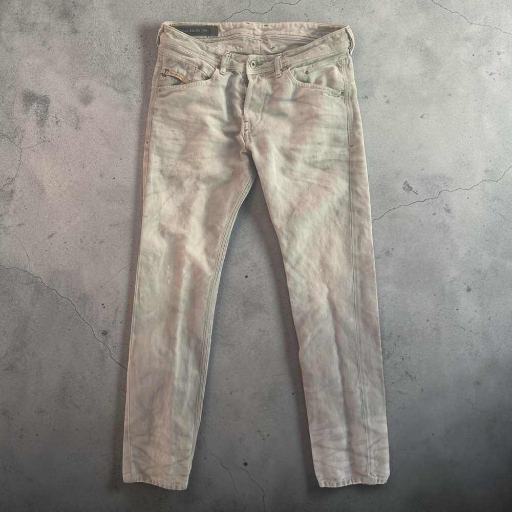 Diesel Belther Jeans Mens 31x32 Gray Regular Slim Tapered Linen Blend 0818V